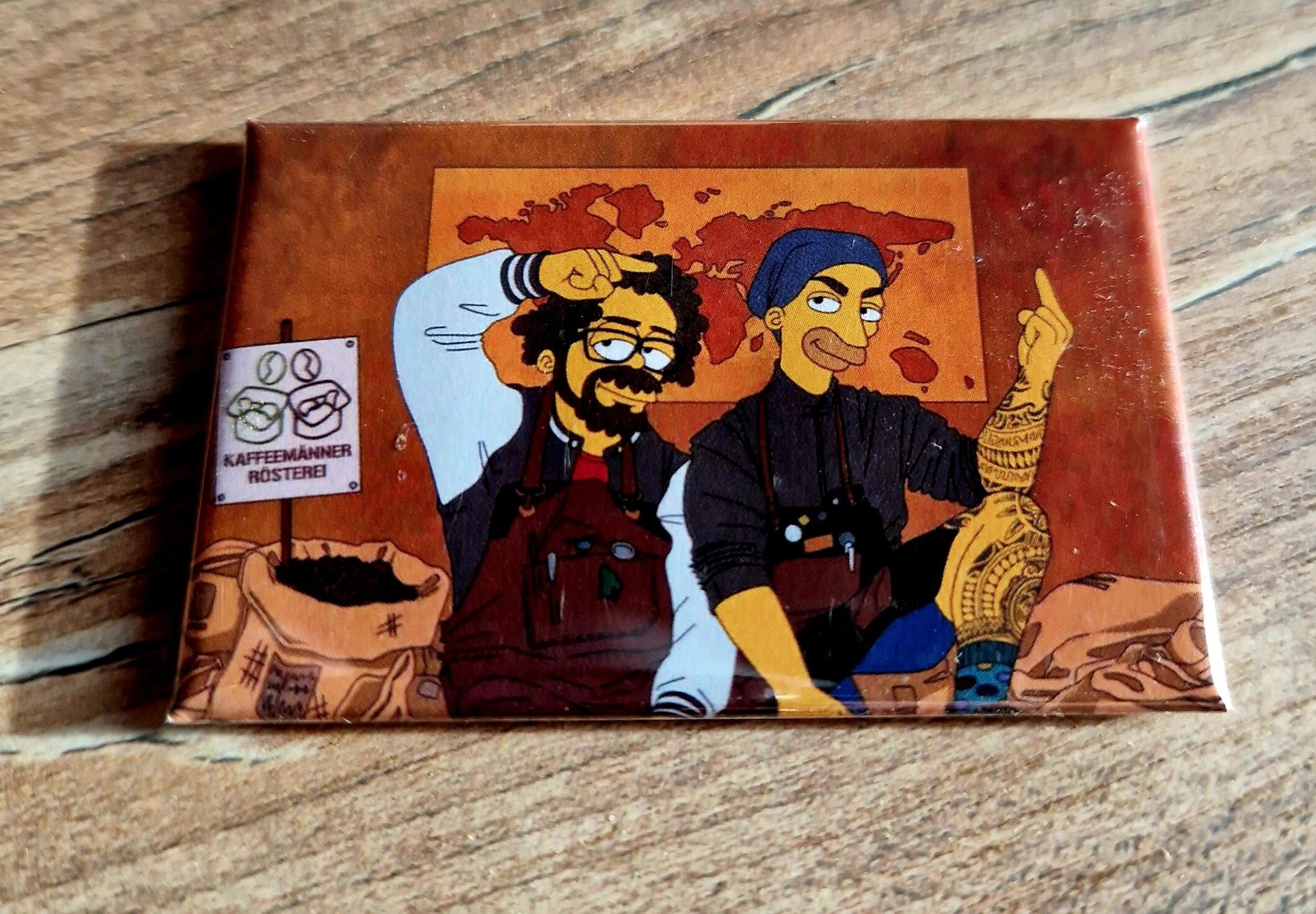 Kühlschrankmagnet mit Kaffeemänner Motiv - Cartoon Kühlschrankmagnet mit Kaffeemänner Motiv - Cartoon